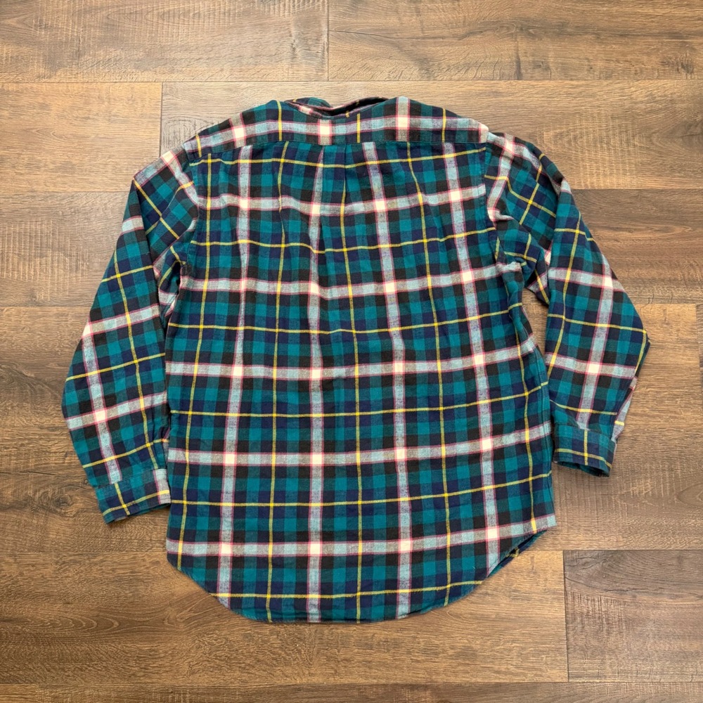 Polo Ralph Lauren Mens XL Plaid Flannel Button Down Shirt Teal Navy Pink Cotton - Picture 6 of 6